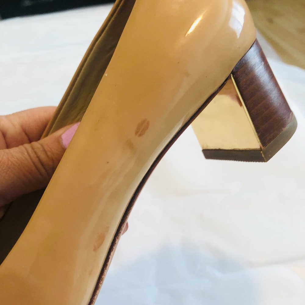 ❤️SOLD❤️TORY BURCH T Ring Flats Soft Patent Leather Camellia Pink NUDE - Picture 4 of 13